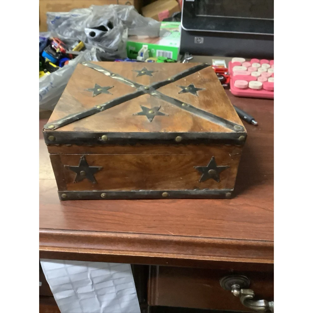 Vintage decorative wooden box Handmade wooden keepsake stars Rustic Cottage
